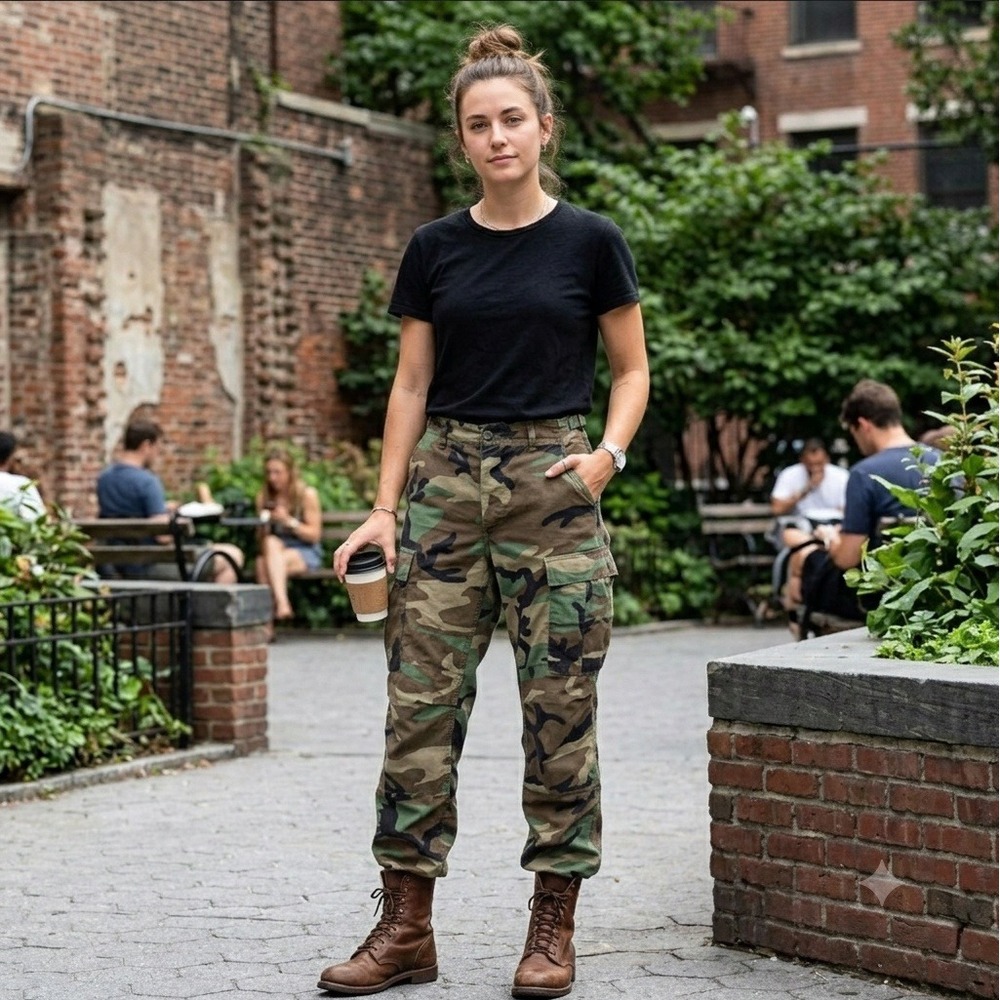 Vintage Authentic US Military Woodland Camo Cargo Pants Propper Small Regular